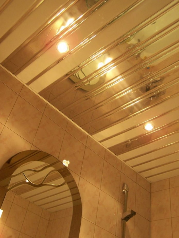 slatted suspended structure in the bathroom