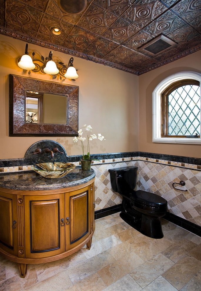 tiles on the ceiling in the bathroom