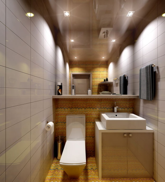 stretched fabric in the bathroom