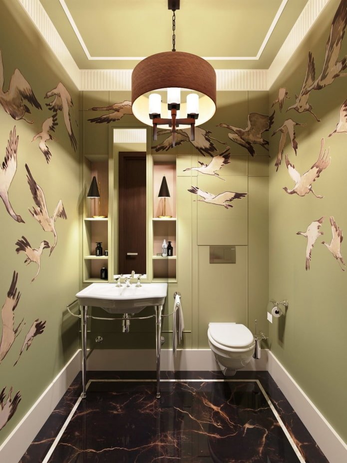 suspended plasterboard structure in the bathroom