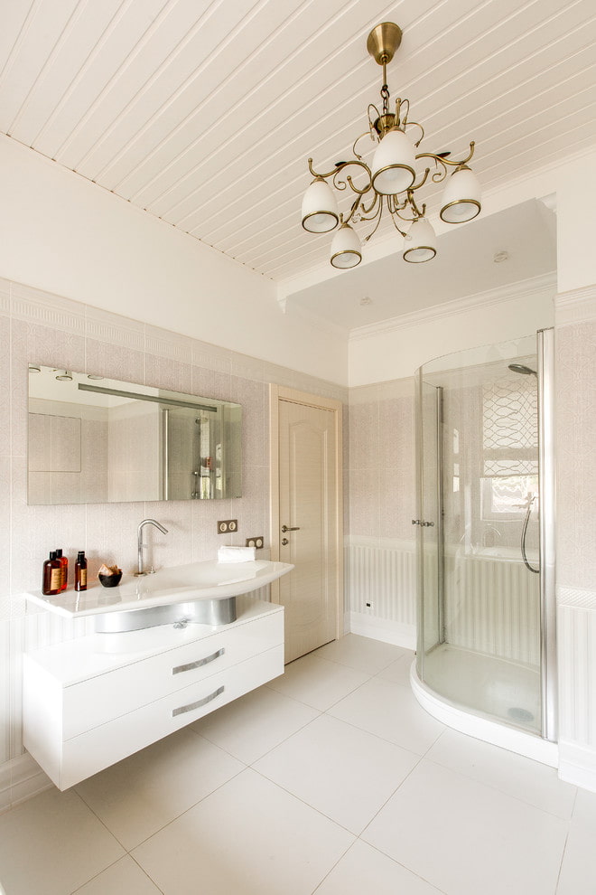 plastic ceiling panels in the bathroom