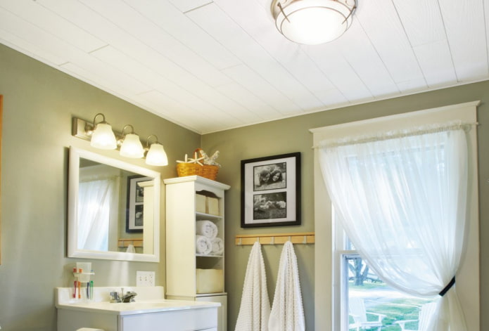 plastic ceiling panels in the bathroom
