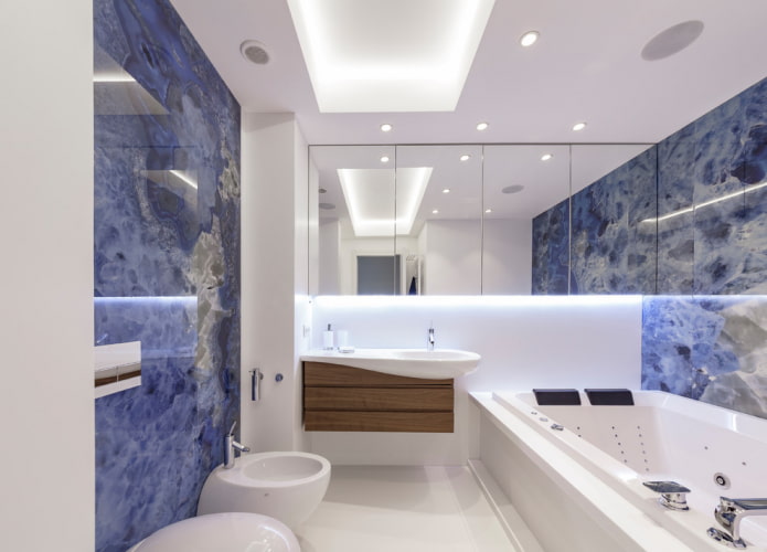 ceiling with lighting in the bathroom interior
