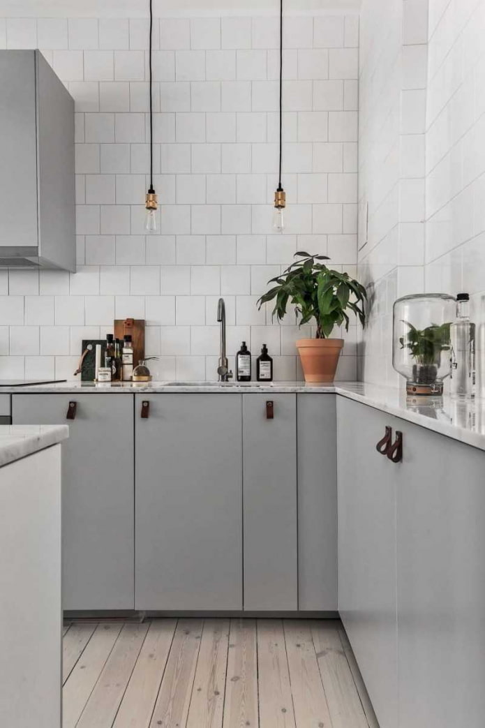 gray and white kitchen set