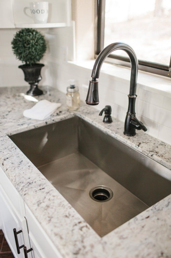 metal sink in the kitchen