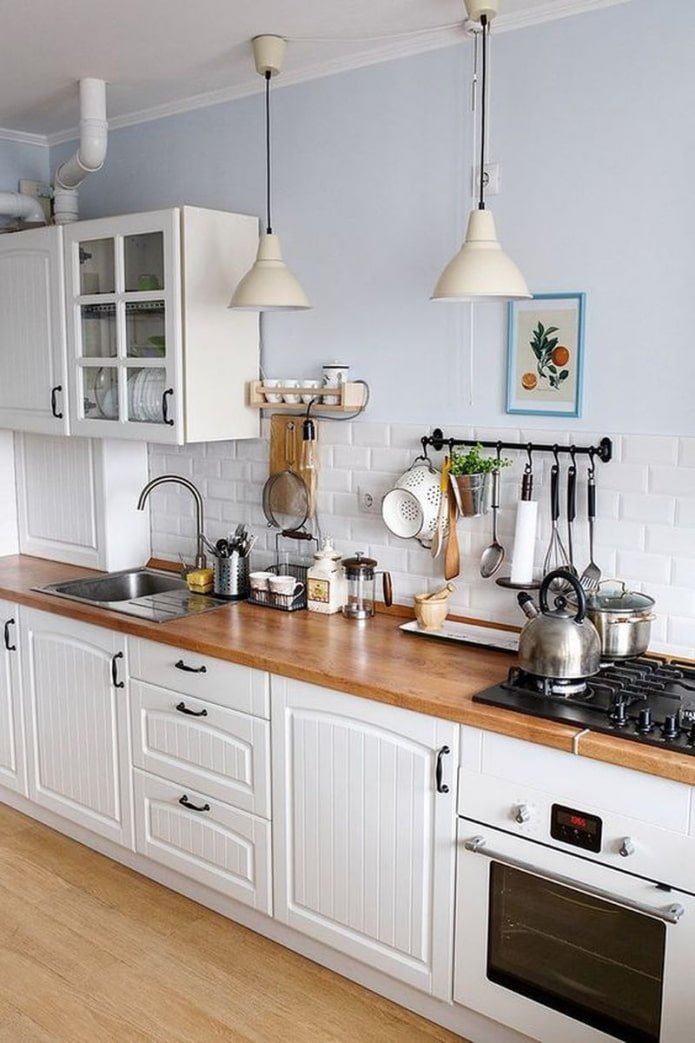 wooden countertop in the kitchen