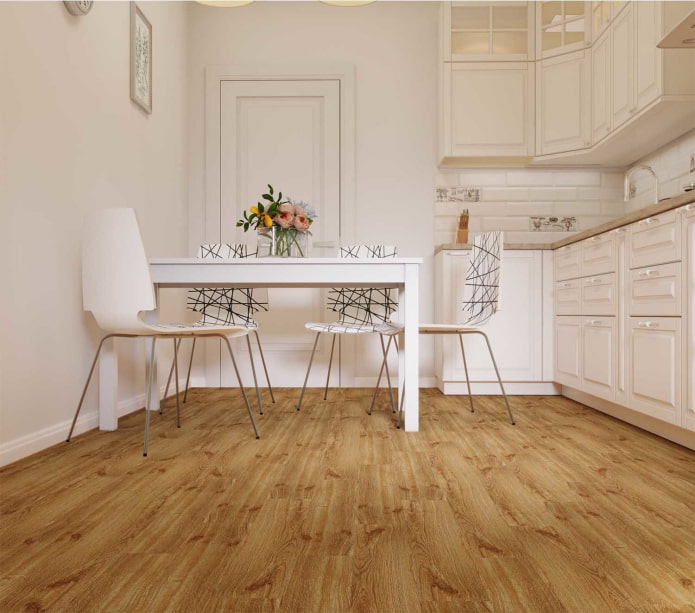 wooden floor in the kitchen