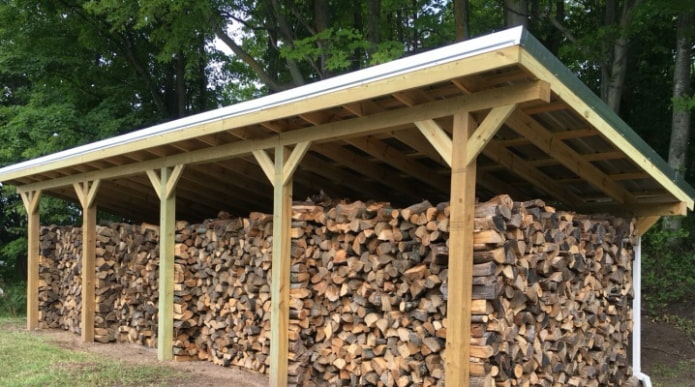 firewood under a canopy