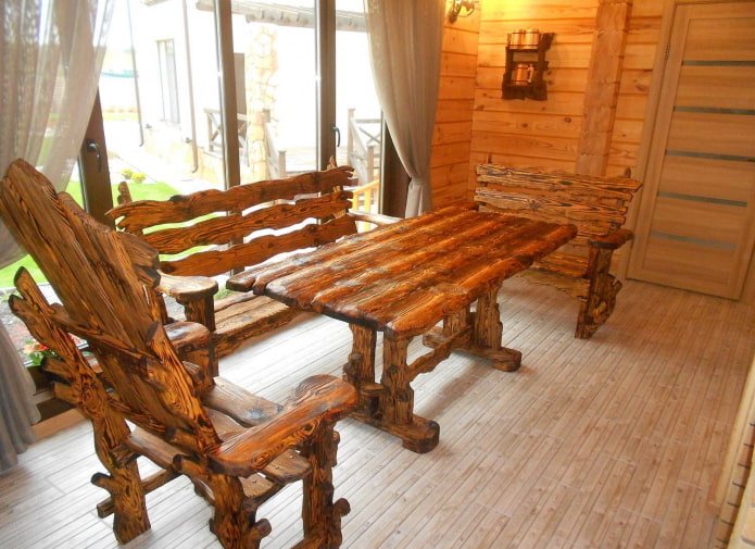 wooden furniture in the dressing room