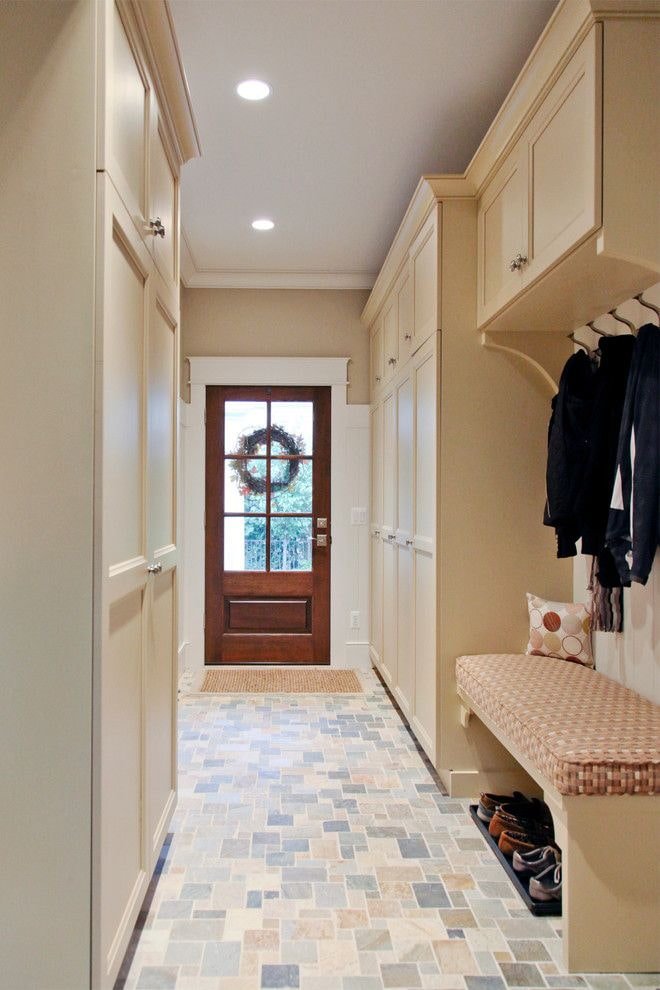 color of the hallway in the interior of a narrow corridor
