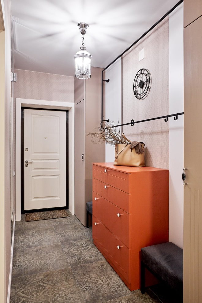 narrow closet in the hallway