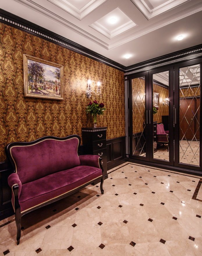 hallway with a luxurious sofa