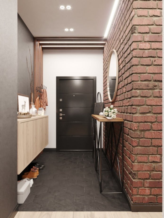 brick wall in the hallway