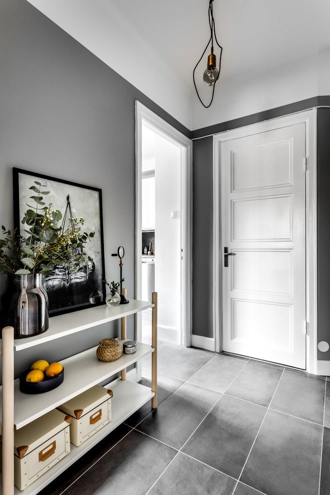 design of a gray hallway in a Scandinavian style