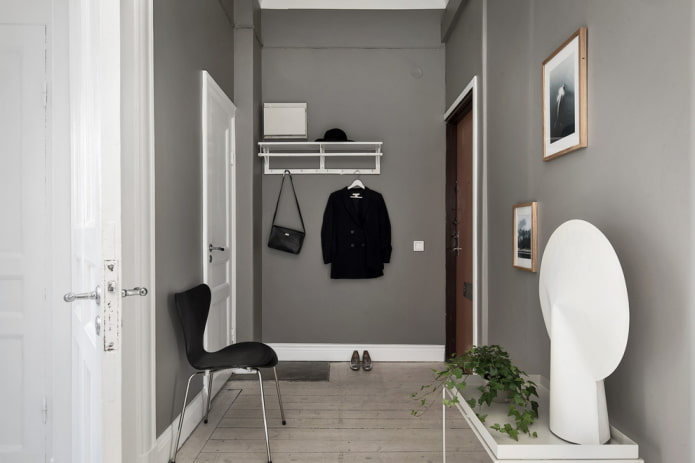design of a gray hallway in a Scandinavian style