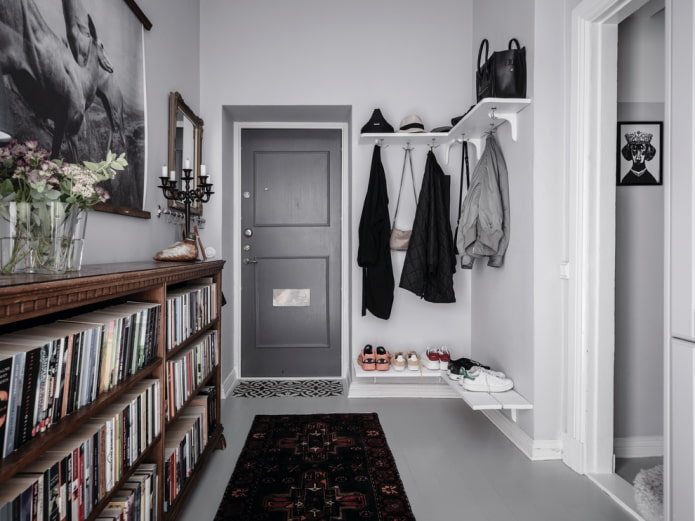 furniture in the interior of the hallway in Scandinavian style