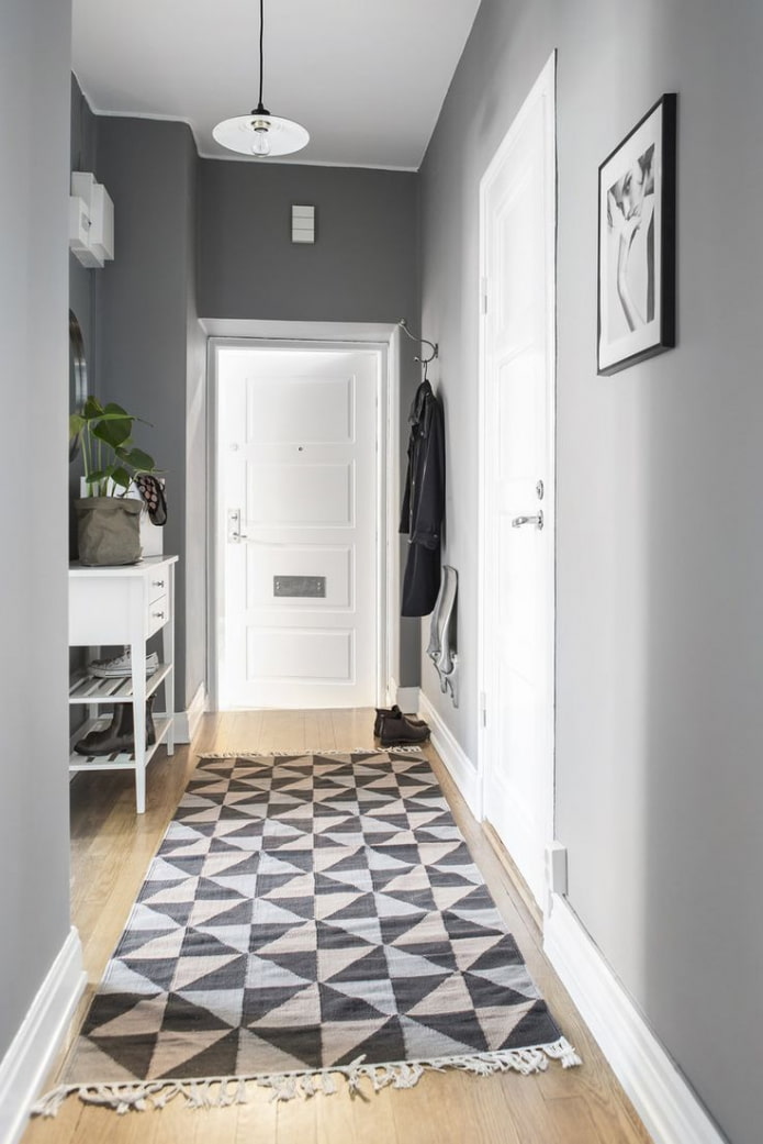 design of a gray hallway in a Scandinavian style