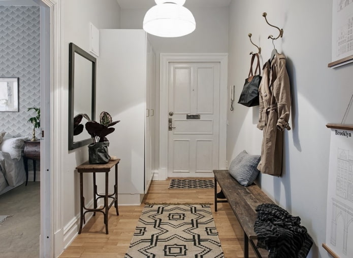 furniture in the interior of the hallway in Scandinavian style