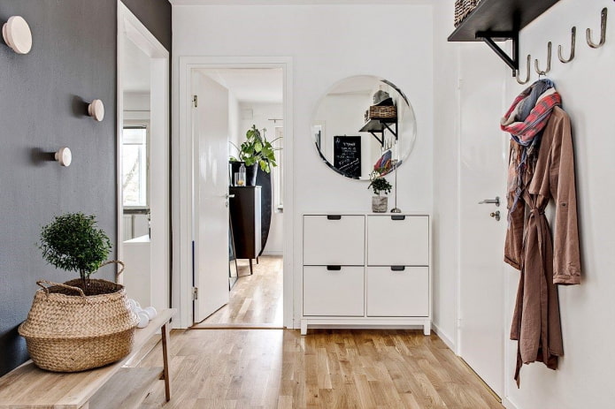 decor and lighting in the hallway in Scandinavian style
