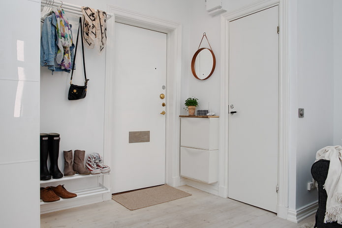 white hallway interior in Scandinavian style
