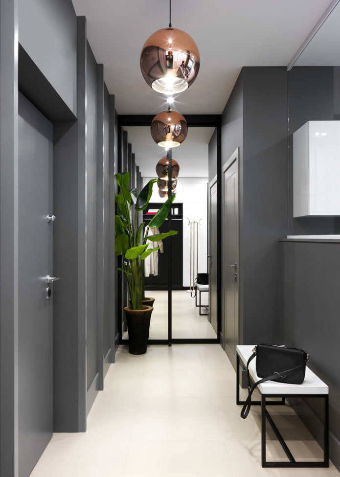 lighting in the interior of the corridor in high-tech style