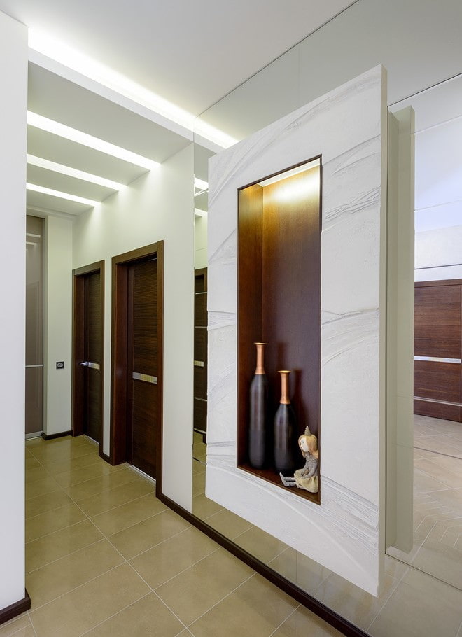 decor in the interior of the hallway in the hi-tech style