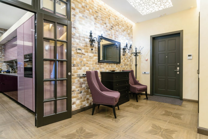 furniture in the interior of the hallway in industrial style