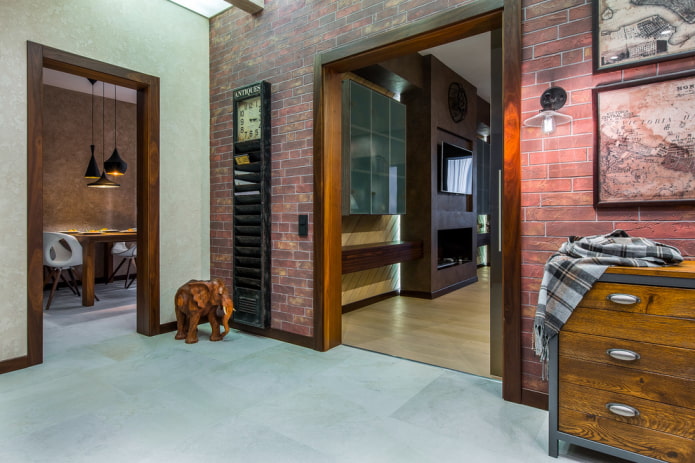 hallway decoration in industrial style