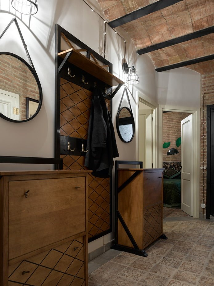 furniture in the interior of the hallway in an industrial style