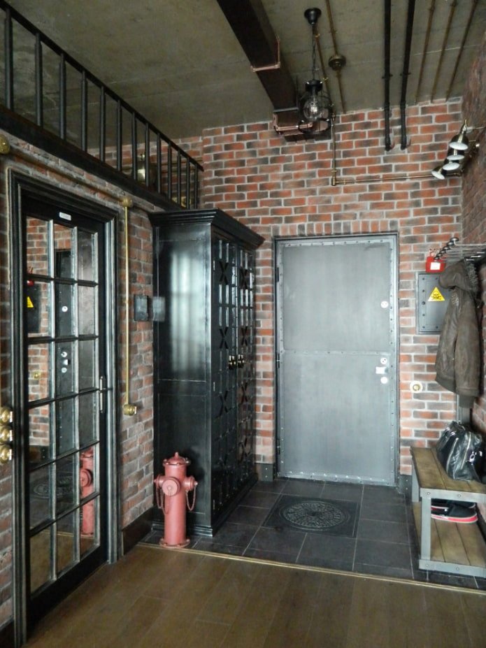 furniture in the interior of the hallway in industrial style