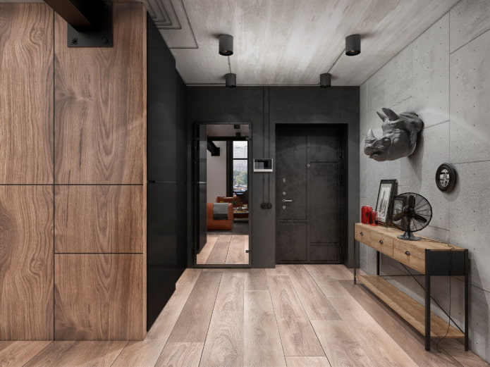 hallway decoration in industrial style