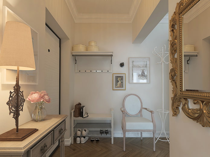 furniture in the interior of the hallway in the Provence style