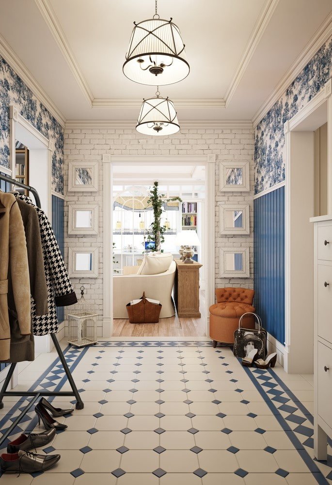 decor and accessories in the interior of the hallway in the Provence style