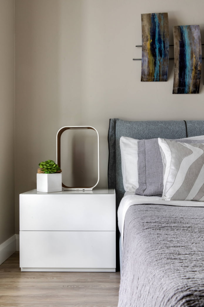 White nightstand in high-tech style