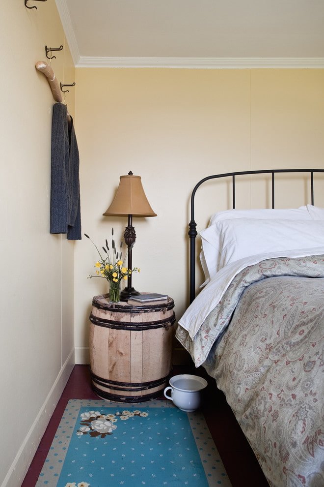 bedside table made of a barrel