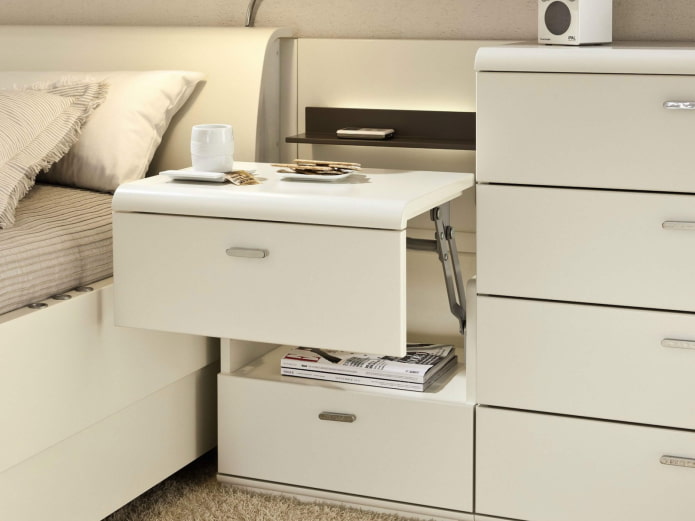 Pull-out table-bedside table