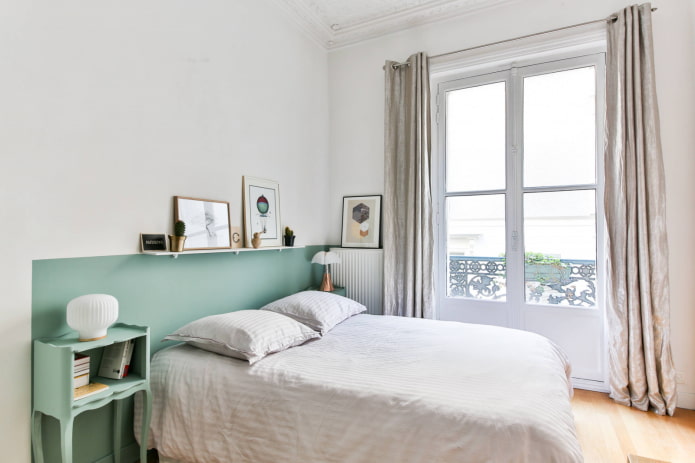 bedside table in mint shades