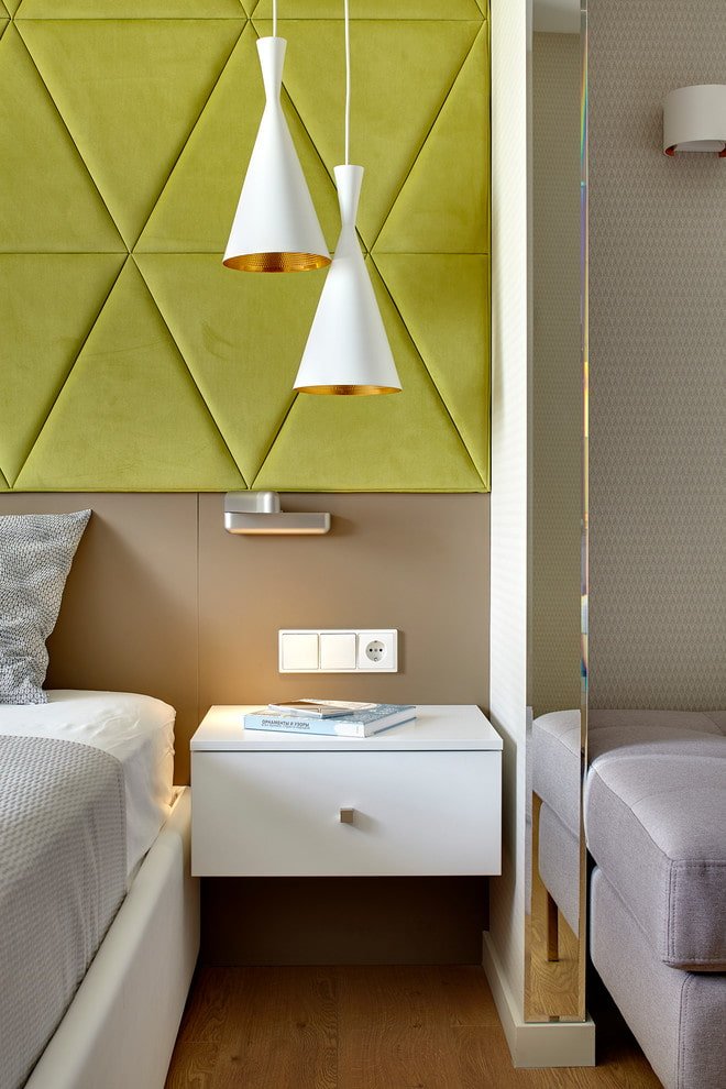 hanging nightstand in the bedroom