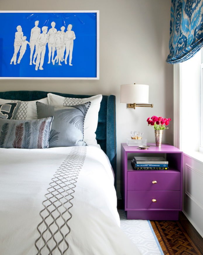 purple bedside table