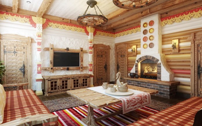 living room in a Russian izba