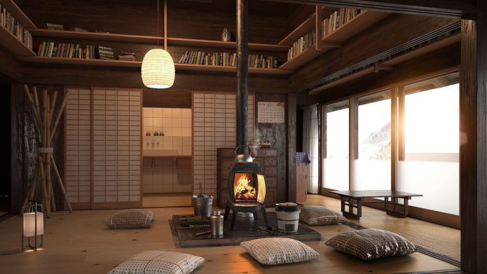 Japanese interior of a wooden house