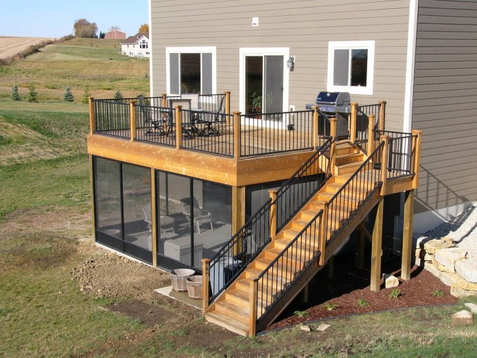 two-story extension in the backyard