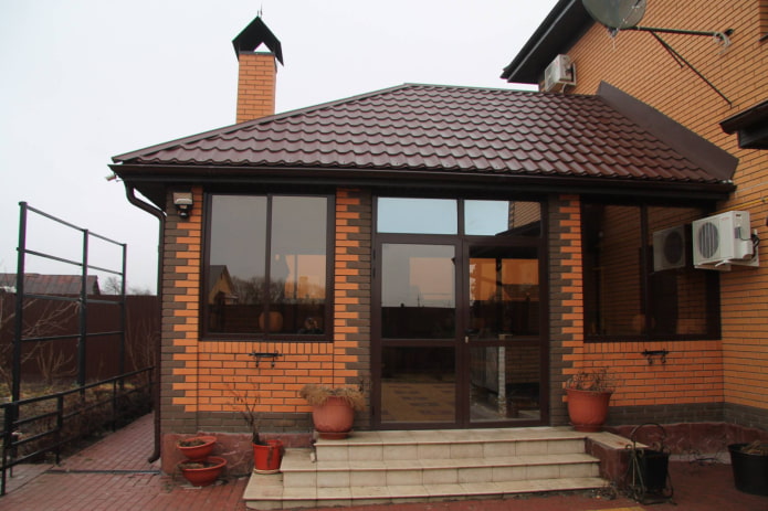 brick veranda to the house