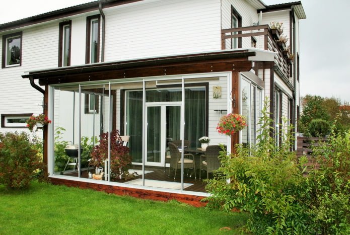 glass veranda in the garden