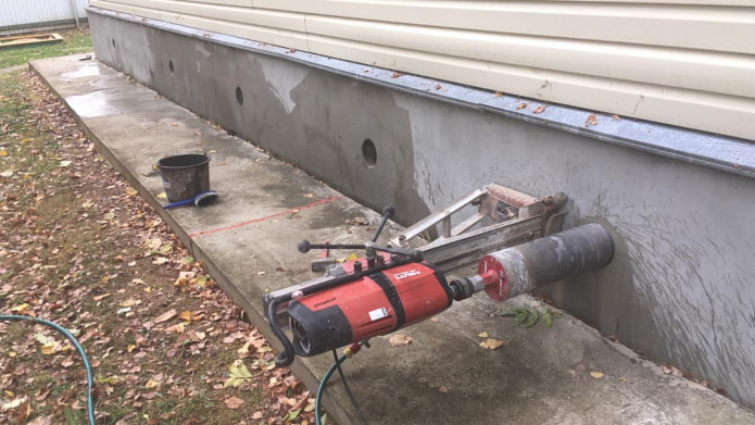 diamond drilling of vents in the basement