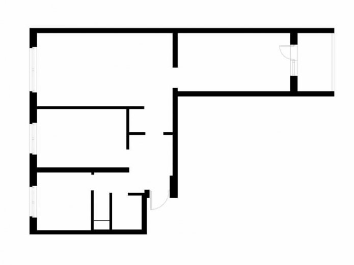 Layout of a three-room apartment of 60 sq. m. in a typical II-49 series building