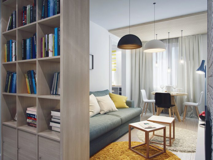 living room with dining table