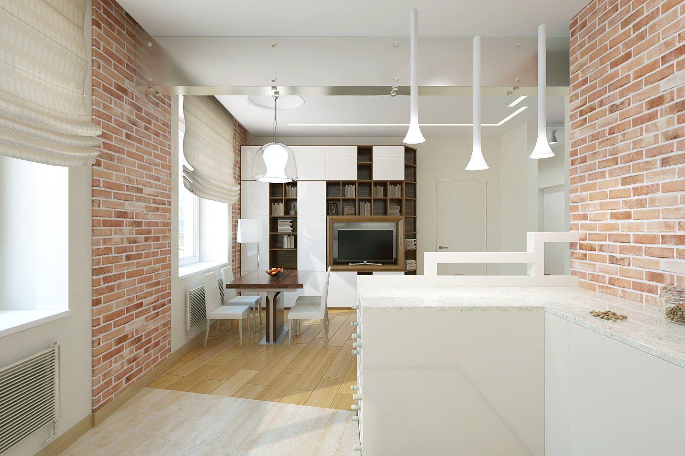 kitchen-living room in a two-room apartment