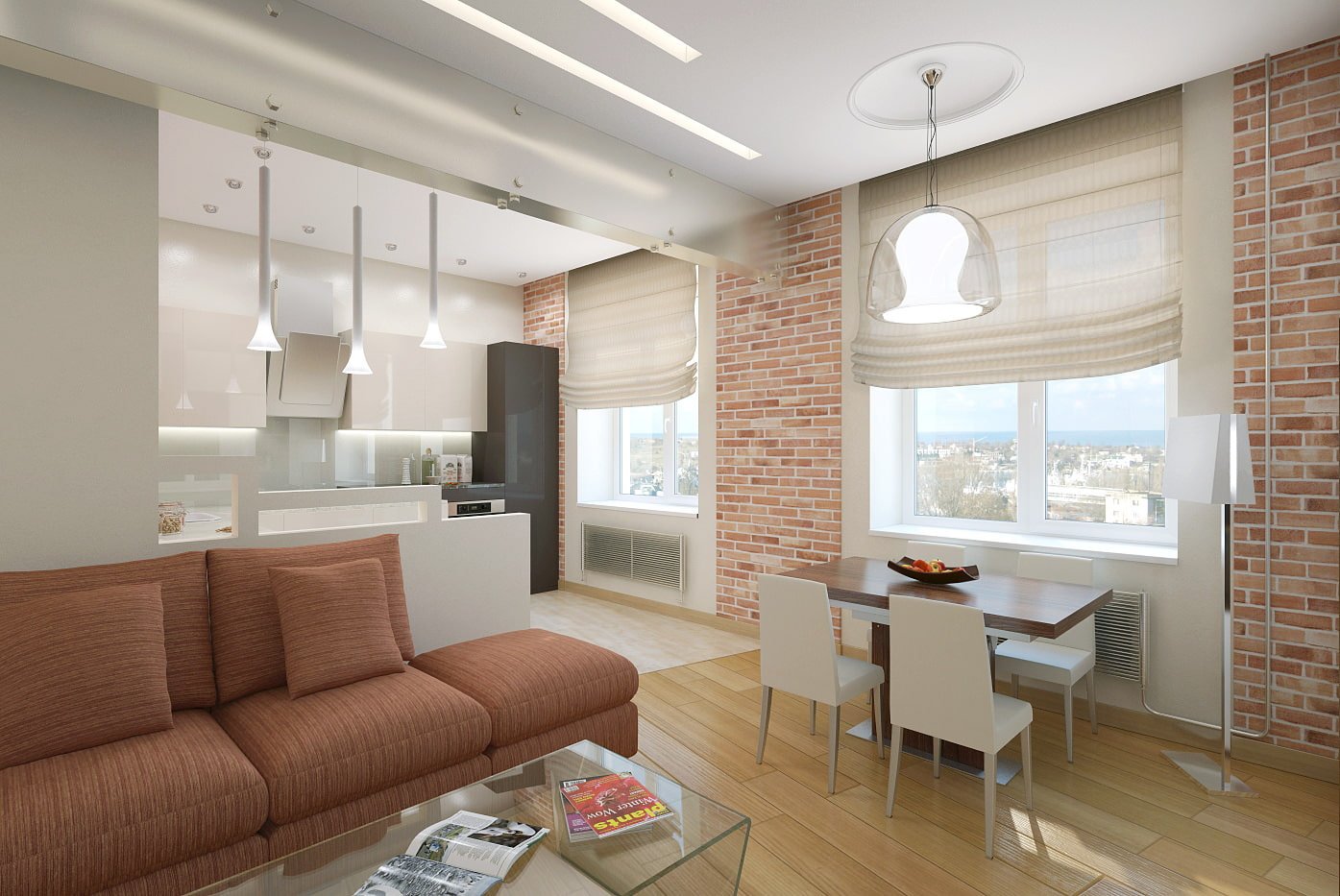 kitchen-living room in a two-room apartment