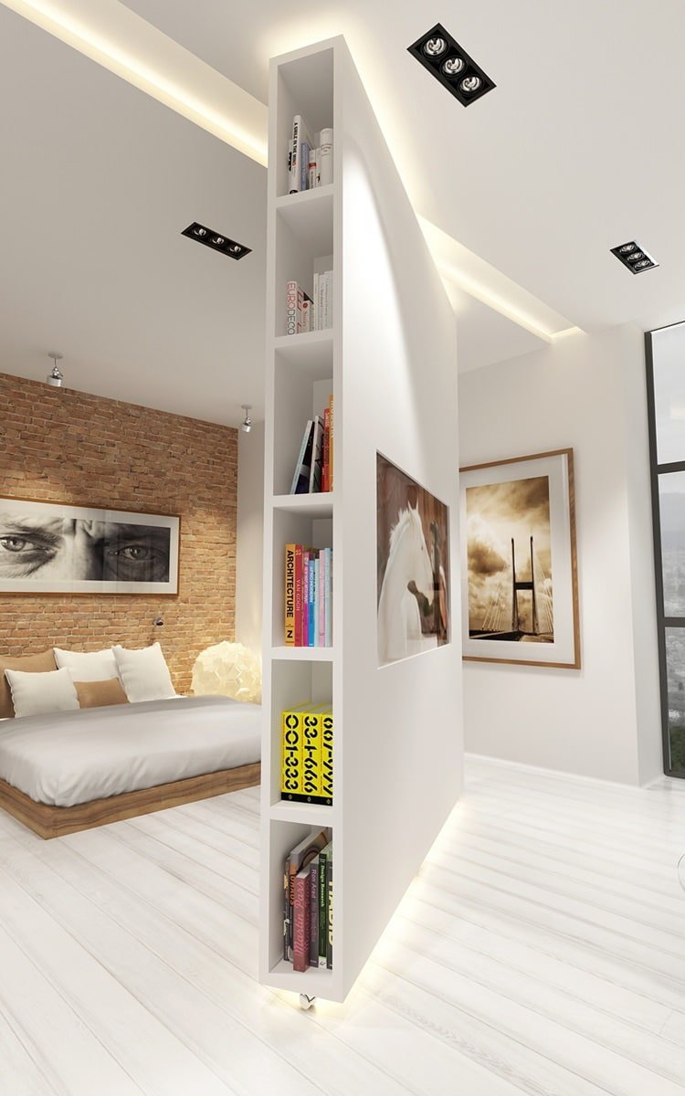 rotating mirror partition with backlighting